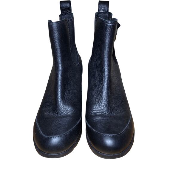 UGG Arleta Black Waterproof Leather WOOL Lining Wedge Boots Women US9 Buckle - Picture 3 of 8